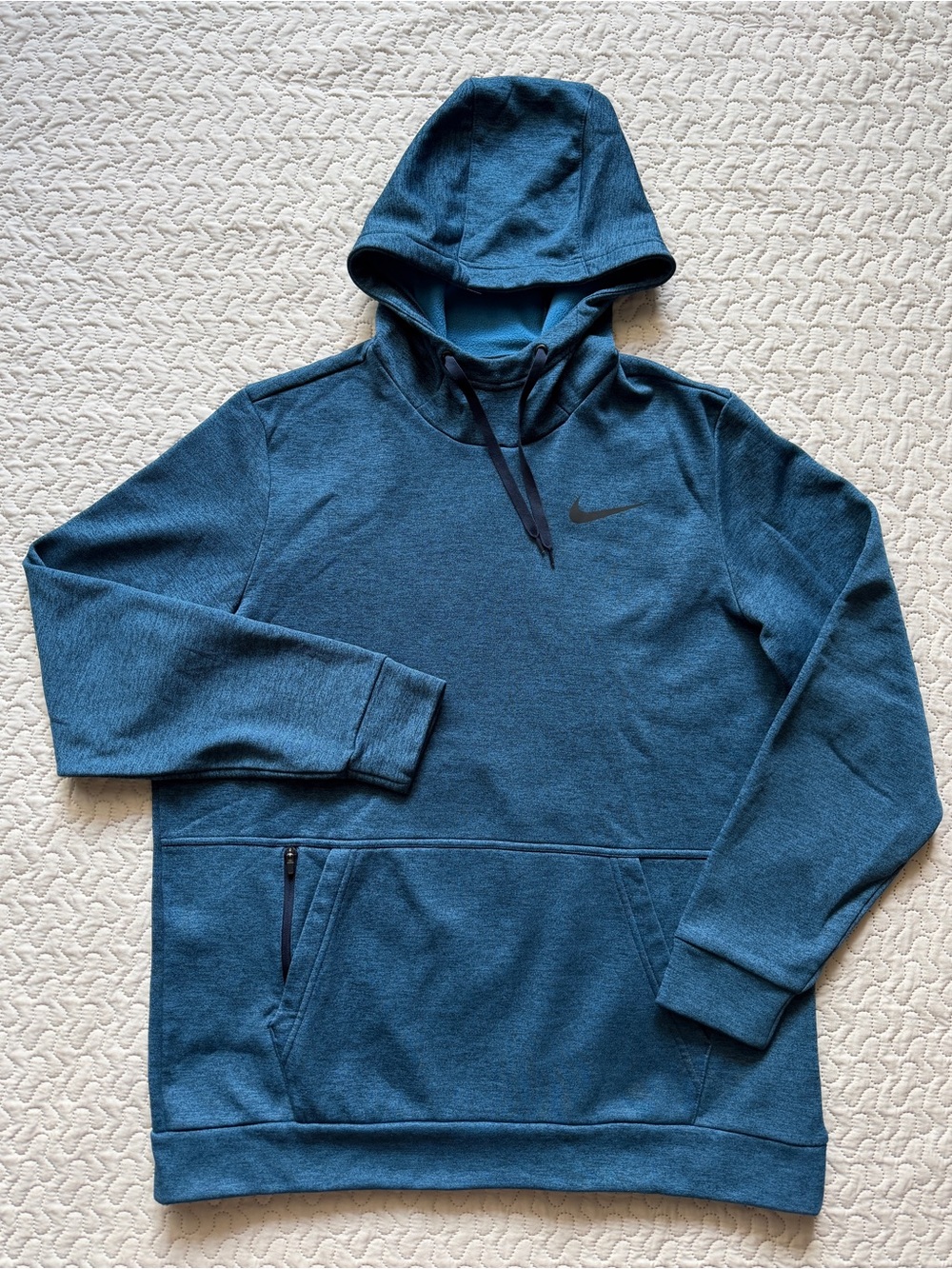 Nike Therma-FIT Men’s Pullover Hoodie Blue Heather Fleece Swoosh Size Large